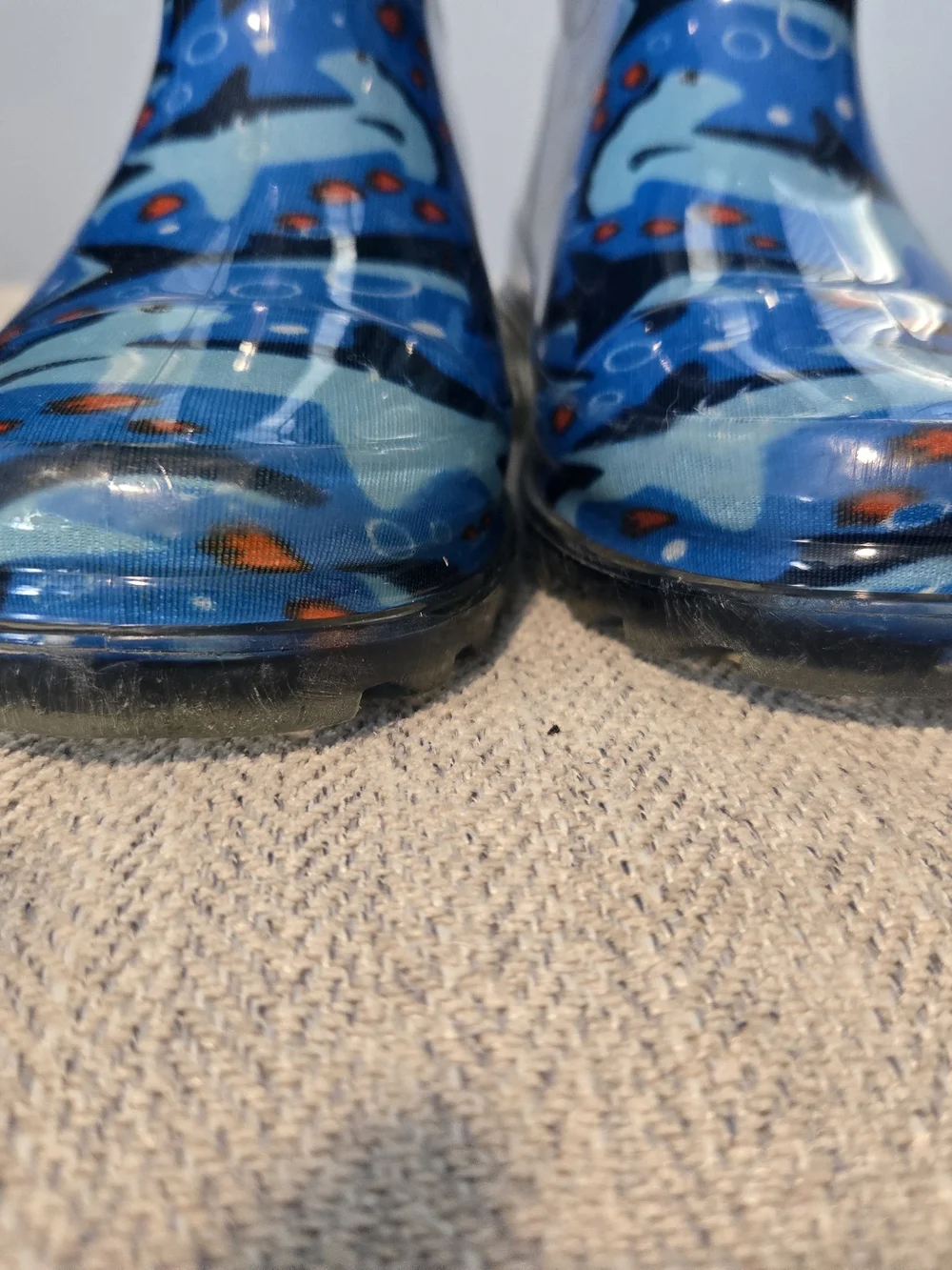 Western Chief Blue Shark Print Light-up Kids Rain Boots with Handles